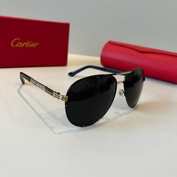Cartier Women's Black Sunglasses Metal Frame - Picture 1 of 7